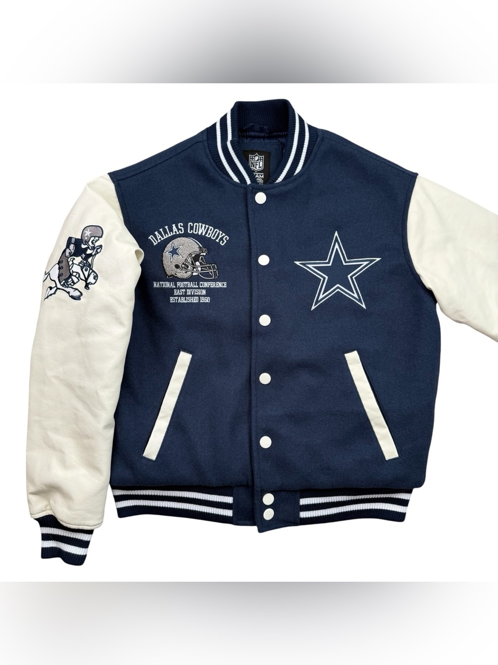 Dallas Cowboys NFL Football Men's Varsity Letterman Bomber Style Jacket size XS
